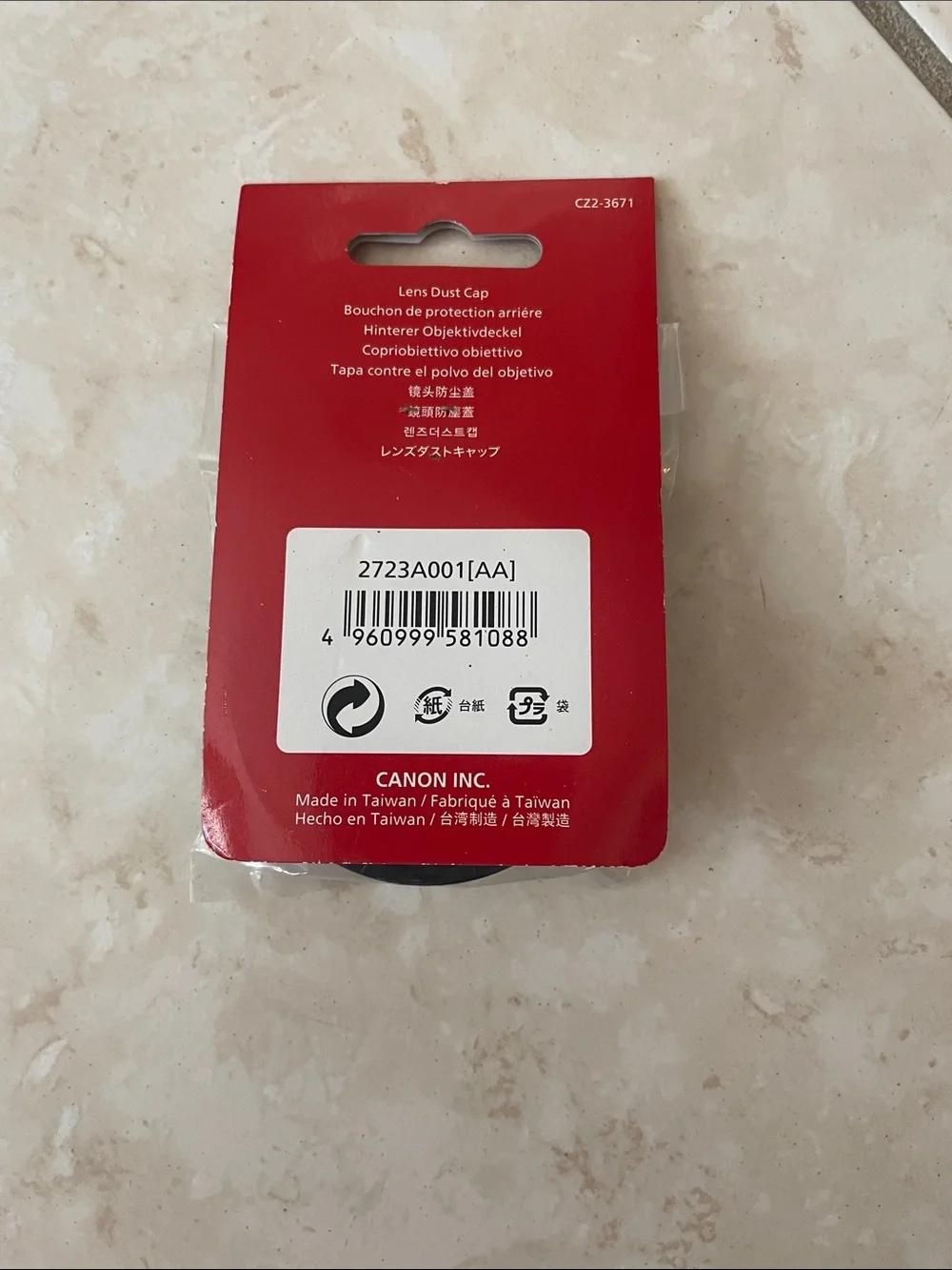 Canon Black Lens Dust Cap E with Retail Card